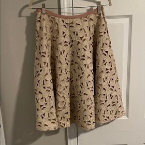 Ann Taylor Beige Floral Lace A-Line Skirt